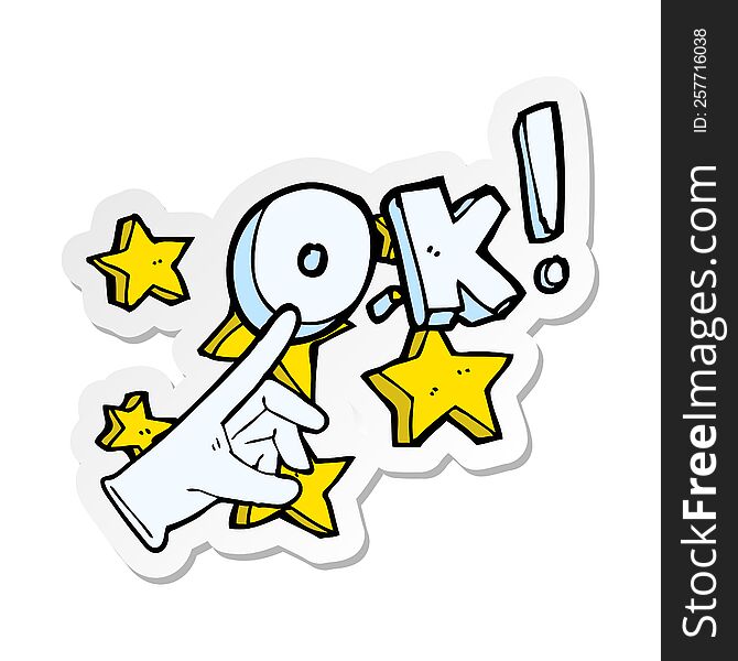 Sticker Of A Cartoon Ok Symbol