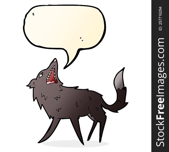 Cartoon Snapping Wolf With Speech Bubble