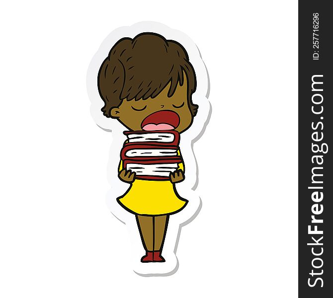 Sticker Of A Cartoon Woman Talking