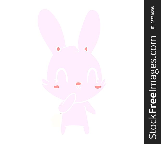 Cute Flat Color Style Cartoon Rabbit
