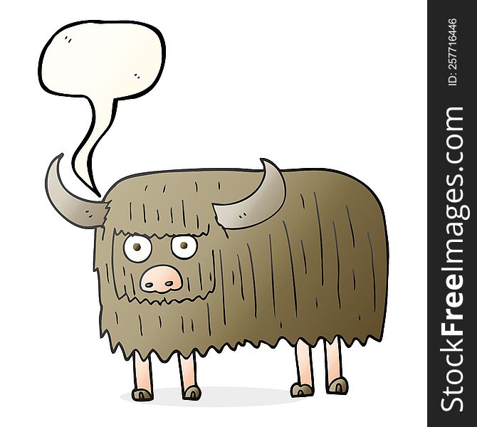 freehand drawn speech bubble cartoon hairy cow