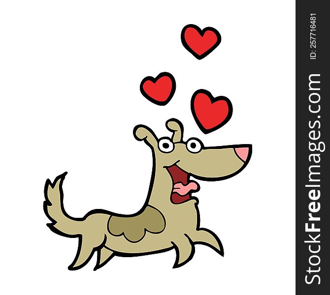 Cartoon Dog With Love Hearts