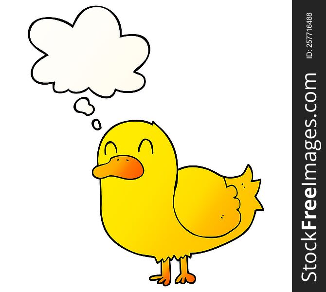 Cartoon Duck And Thought Bubble In Smooth Gradient Style