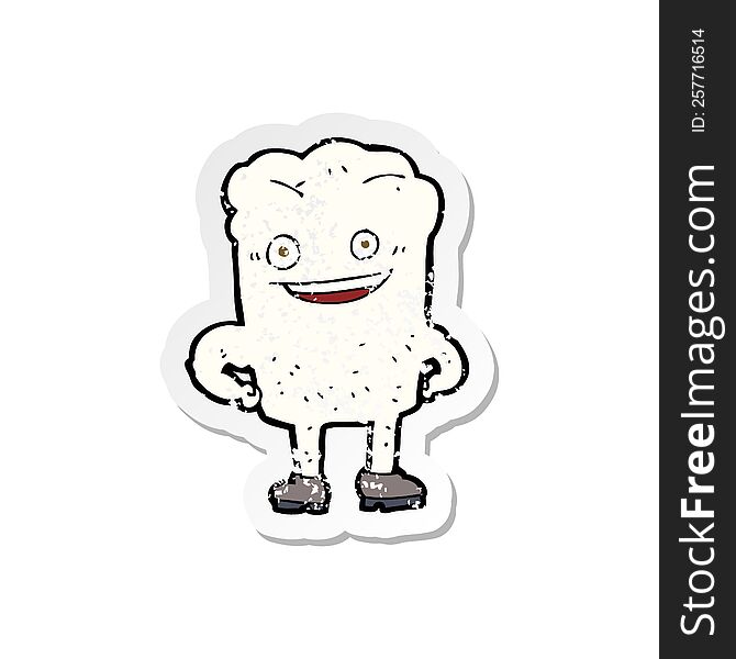 Retro Distressed Sticker Of A Cartoon Tooth Looking Smug