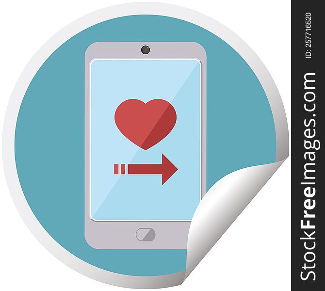 dating app on cell phone graphic circular sticker