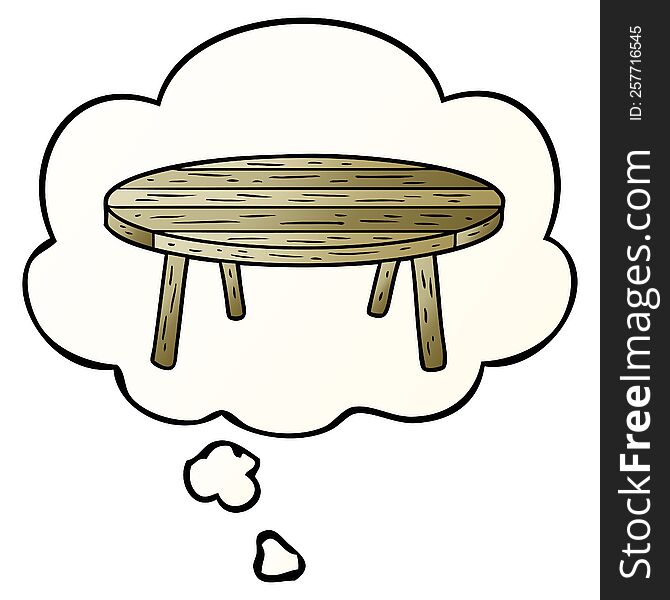 Cartoon Table And Thought Bubble In Smooth Gradient Style