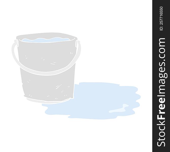 Flat Color Illustration Of A Cartoon Bucket Of Water