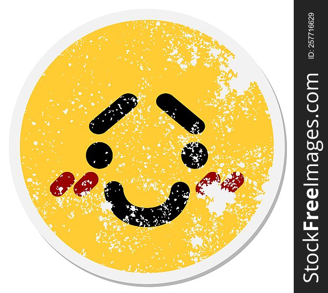 Happy Blushing Face Circular Sticker