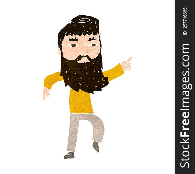 Cartoon Bearded Man Pointing The Way