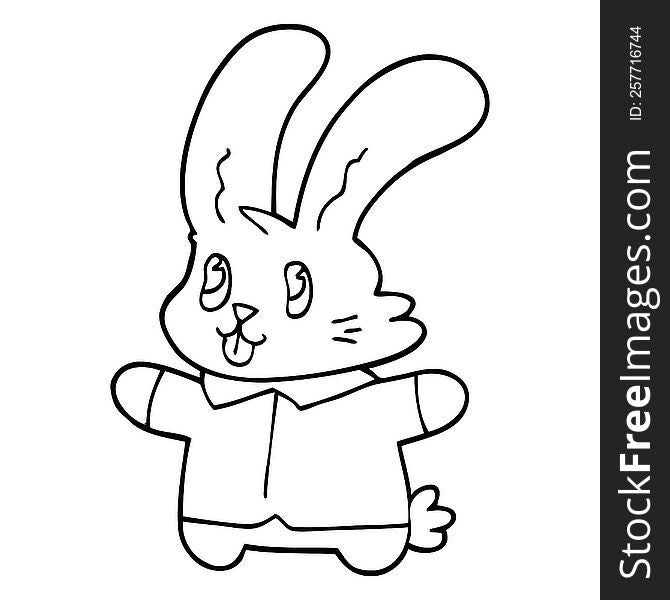 line drawing cartoon jolly rabbit