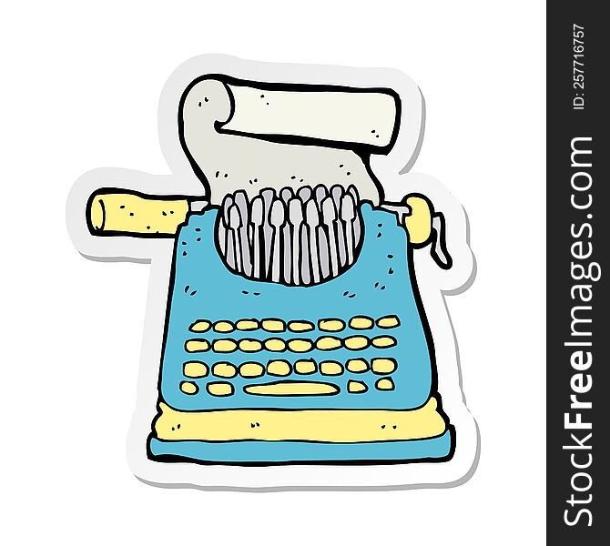 sticker of a cartoon typewriter