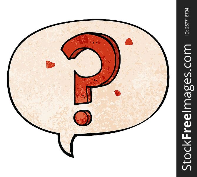 Cartoon Question Mark And Speech Bubble In Retro Texture Style