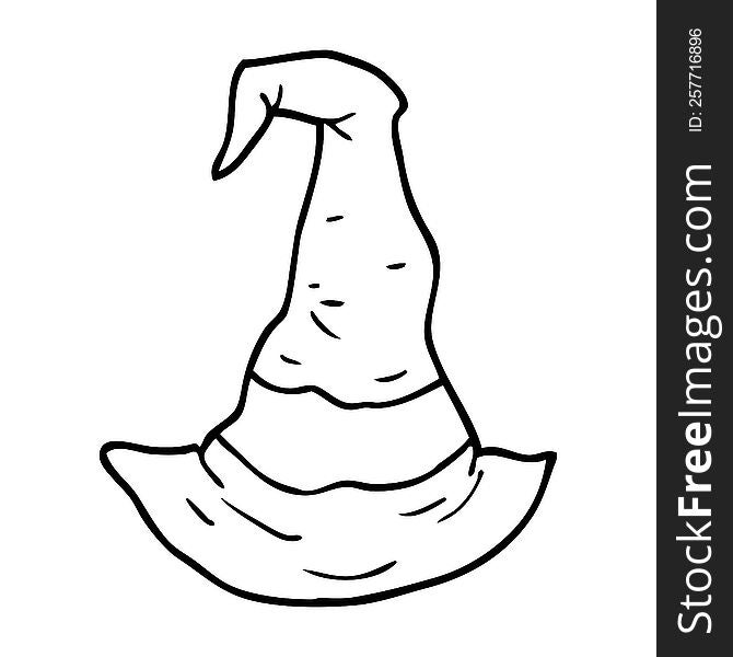 Line Drawing Cartoon Witch Hat