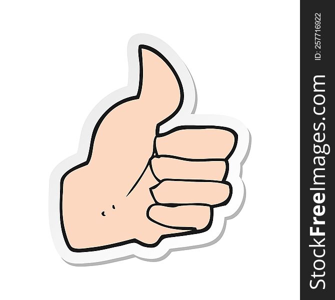 Sticker Of A Cartoon Thumbs Up Symbol