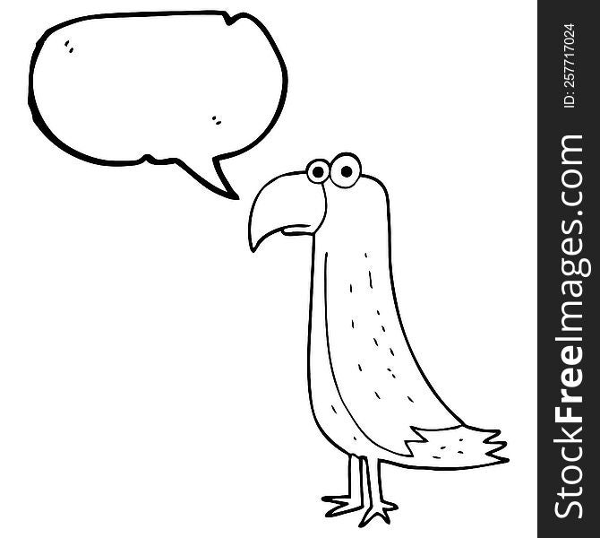 freehand drawn speech bubble cartoon parrot
