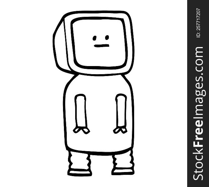 Black And White Cartoon Funny Robot