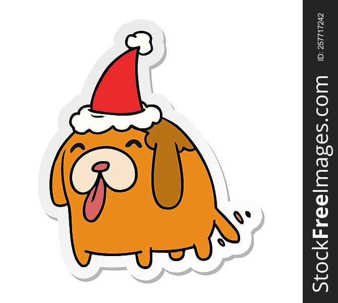 Christmas Sticker Cartoon Of Kawaii Dog