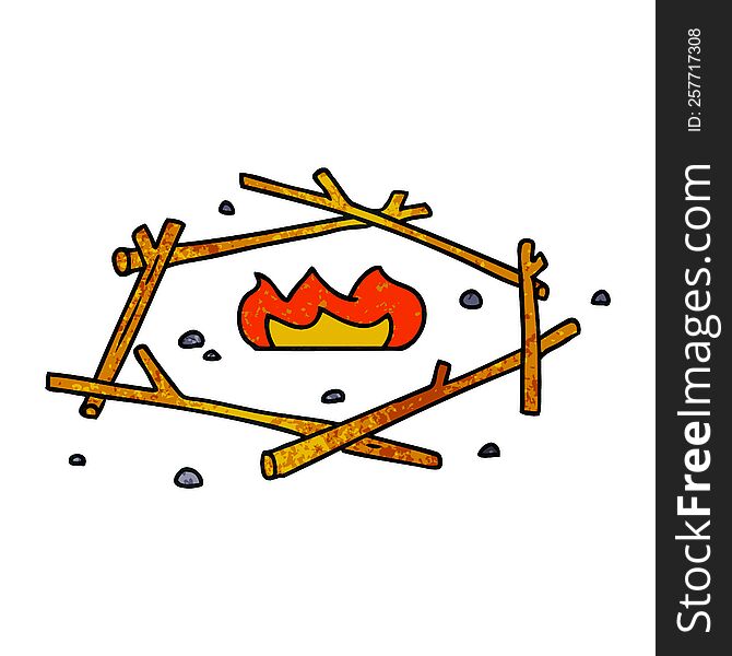 Textured Cartoon Doodle Of A Camp Fire