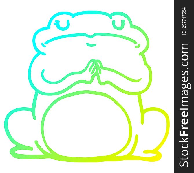 Cold Gradient Line Drawing Cartoon Arrogant Frog