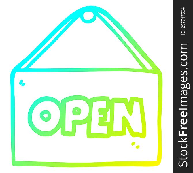 Cold Gradient Line Drawing Cartoon Open Sign