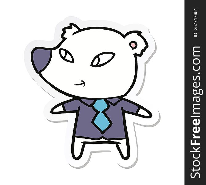 sticker of a polar bear in shirt and tie cartoon