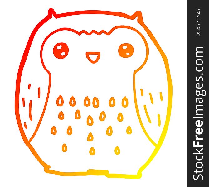 Warm Gradient Line Drawing Cute Cartoon Owl