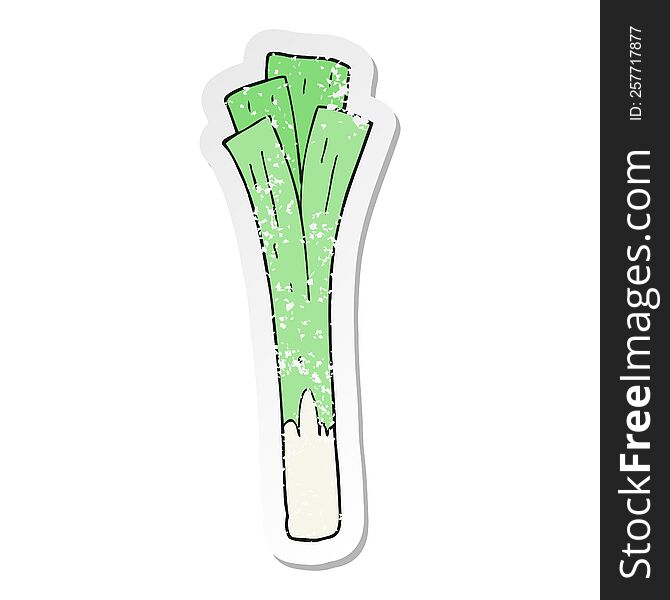 distressed sticker of a cartoon leeks