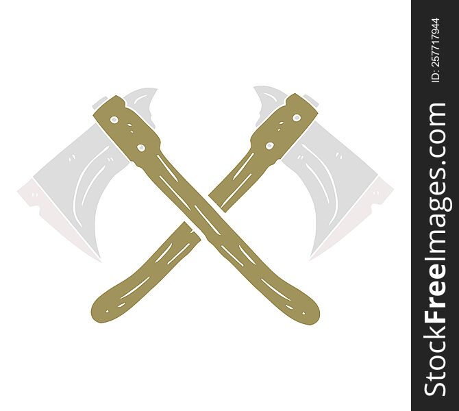 flat color illustration of crossed axes. flat color illustration of crossed axes