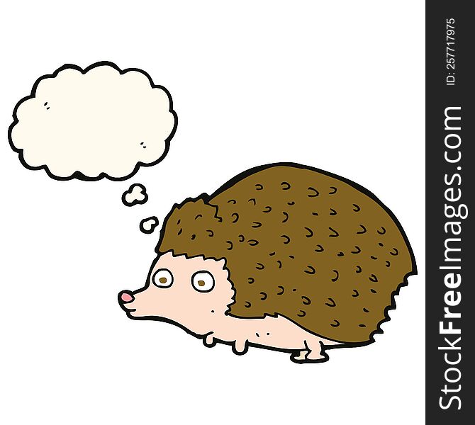cartoon hedgehog with thought bubble