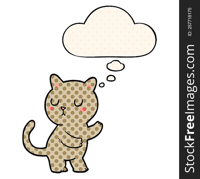 Cartoon Cat And Thought Bubble In Comic Book Style