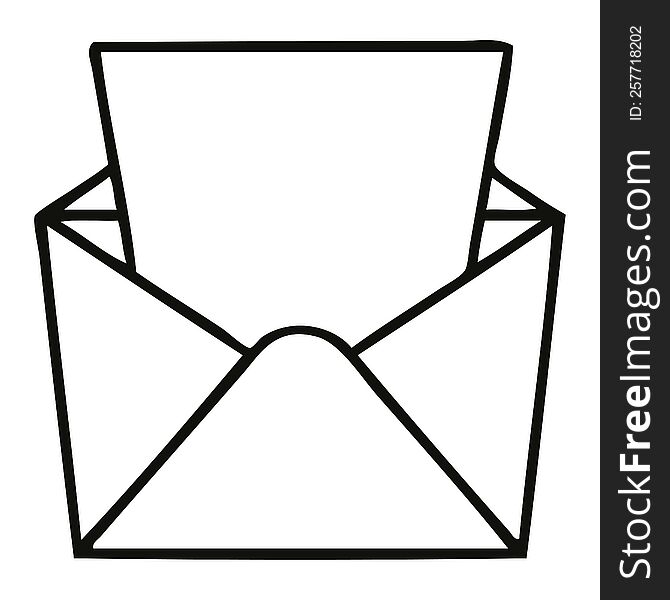 line drawing quirky cartoon letter and envelope. line drawing quirky cartoon letter and envelope