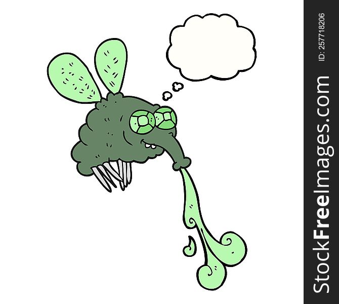 freehand drawn thought bubble cartoon gross fly