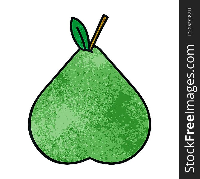 Retro Grunge Texture Cartoon Green Pear