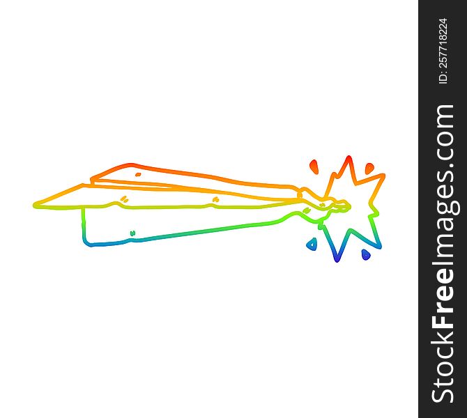 rainbow gradient line drawing of a cartoon paper airplane