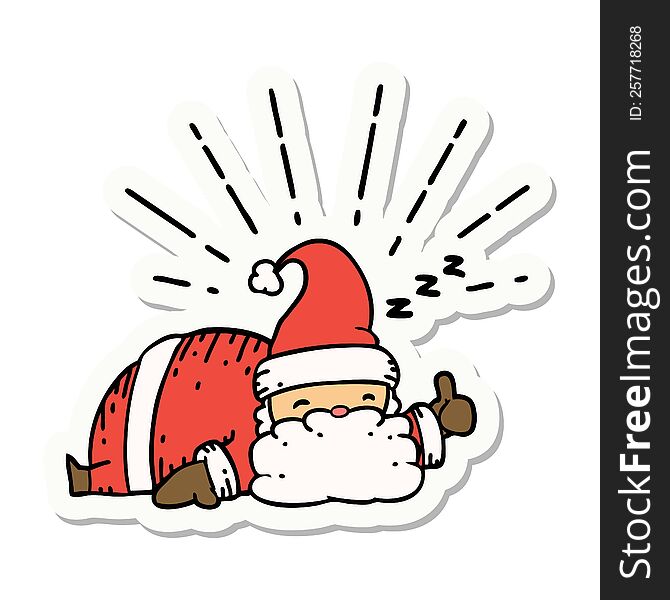 sticker of a tattoo style santa claus christmas character sleeping