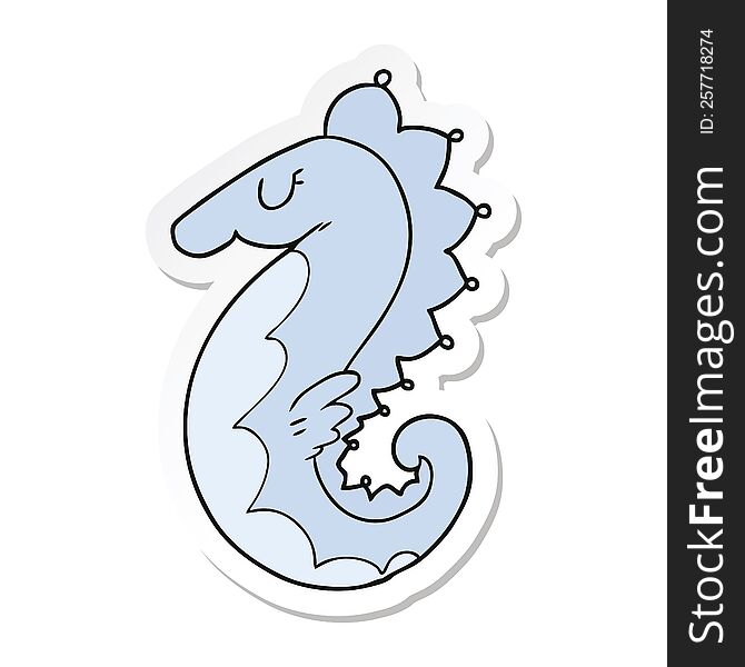 sticker of a cartoon sea horse