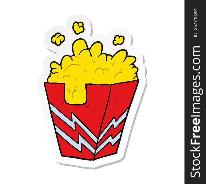 sticker of a cartoon box of popcorn