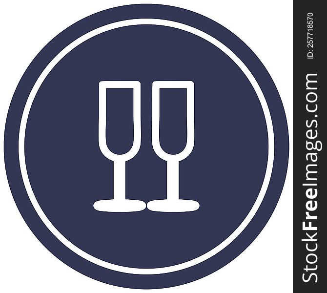 champagne glasses circular icon