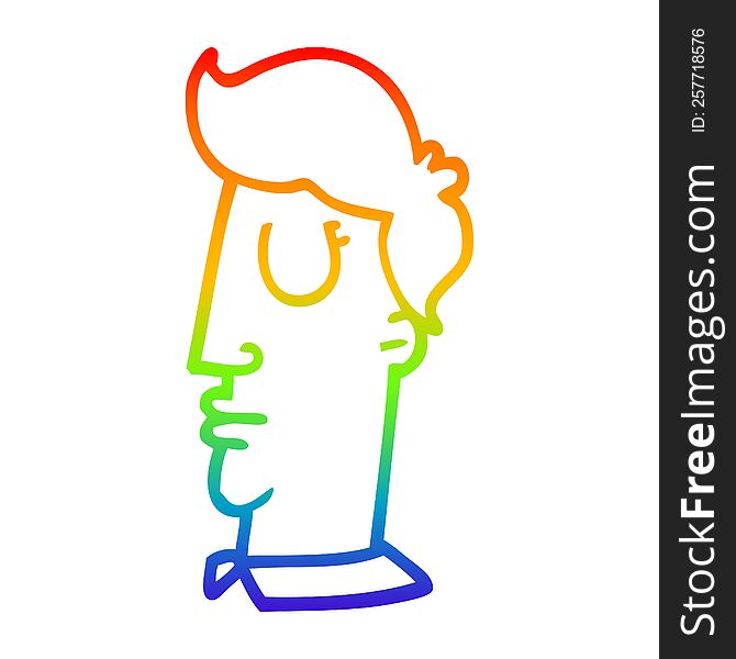 rainbow gradient line drawing cartoon human head
