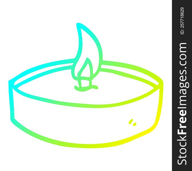 cold gradient line drawing of a cartoon teal light