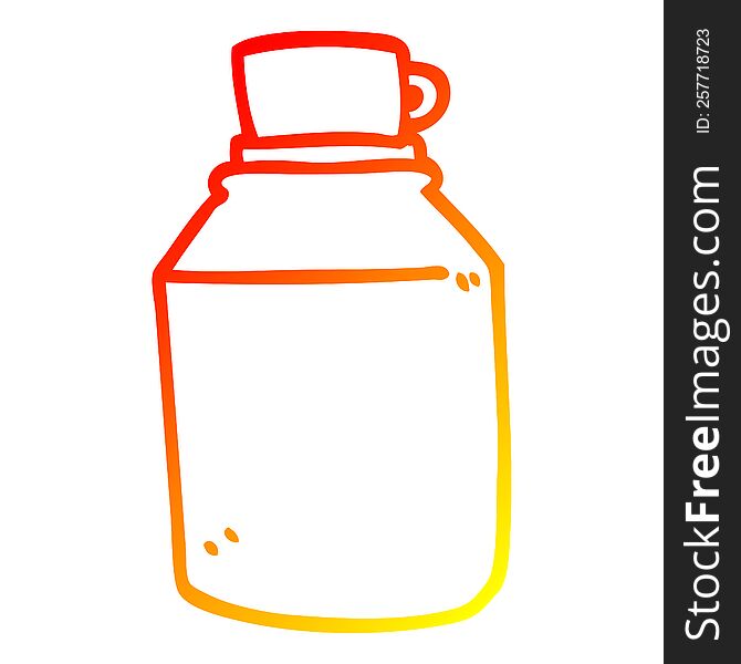 warm gradient line drawing of a cartoon hot drinks flask