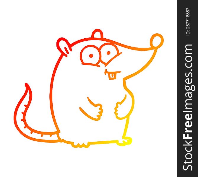 warm gradient line drawing of a cartoon happy white lab mouse