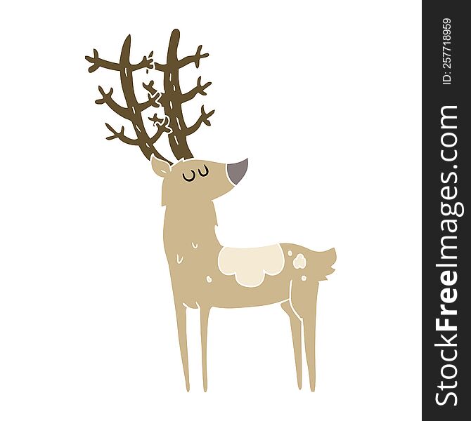 Flat Color Illustration Of A Cartoon Stag