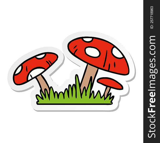 hand drawn sticker cartoon doodle of a toad stool