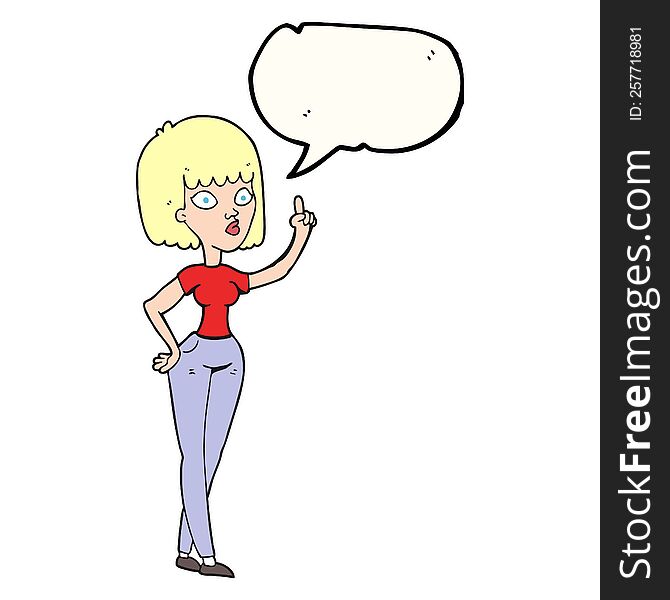 Speech Bubble Cartoon Woman With Idea