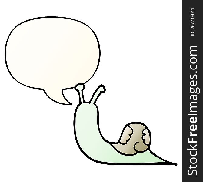 Cartoon Snail And Speech Bubble In Smooth Gradient Style