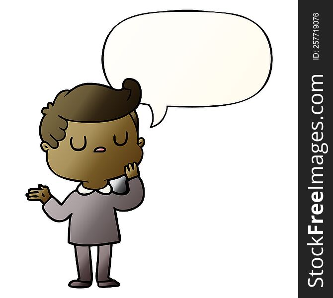 cartoon man wondering with speech bubble in smooth gradient style
