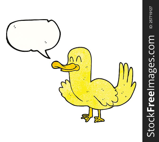 freehand speech bubble textured cartoon duck