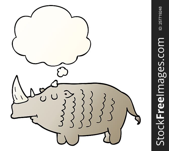 cartoon rhinoceros with thought bubble in smooth gradient style