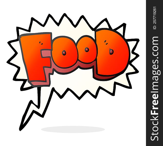 freehand drawn speech bubble cartoon word food